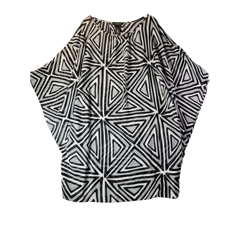 Lane Bryant Womens Plus 16 Geometric‎ Poncho Top Black White Abstract Blouse